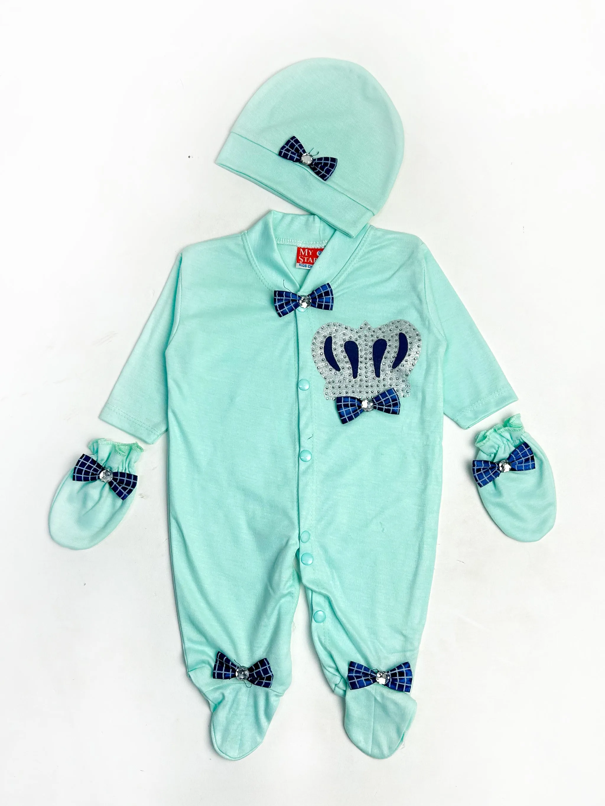 0Mth - 3Mth Light Blue Bow 3Pcs Gift Set For Newborn NBGS86