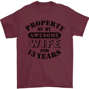 13th Wedding Anniversary 13 Year Funny Wife Mens T-Shirt 100% Cotton