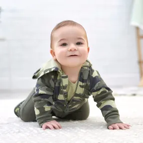 3-Piece Baby Boys Camo Onesies® Bodysuit, Jacket & Pant Set