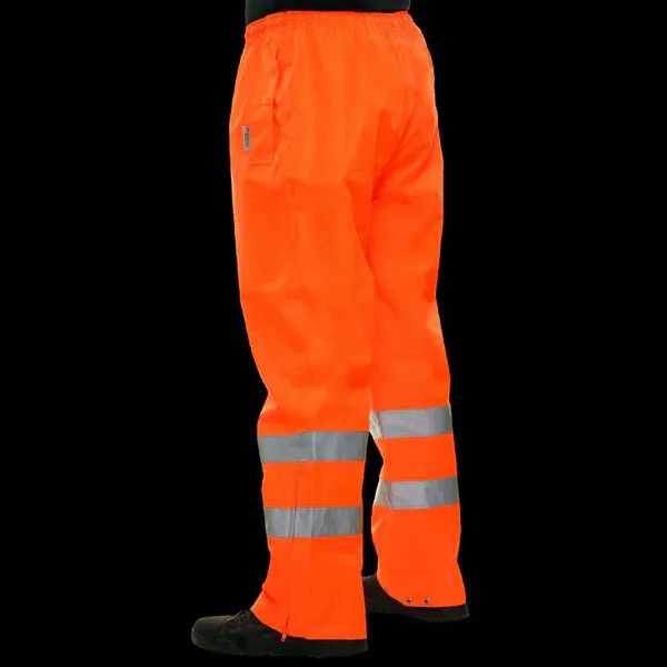 700STOR Safety Pants: Breathable Waterproof Hi-Vis Orange Pants: ANSI Class E