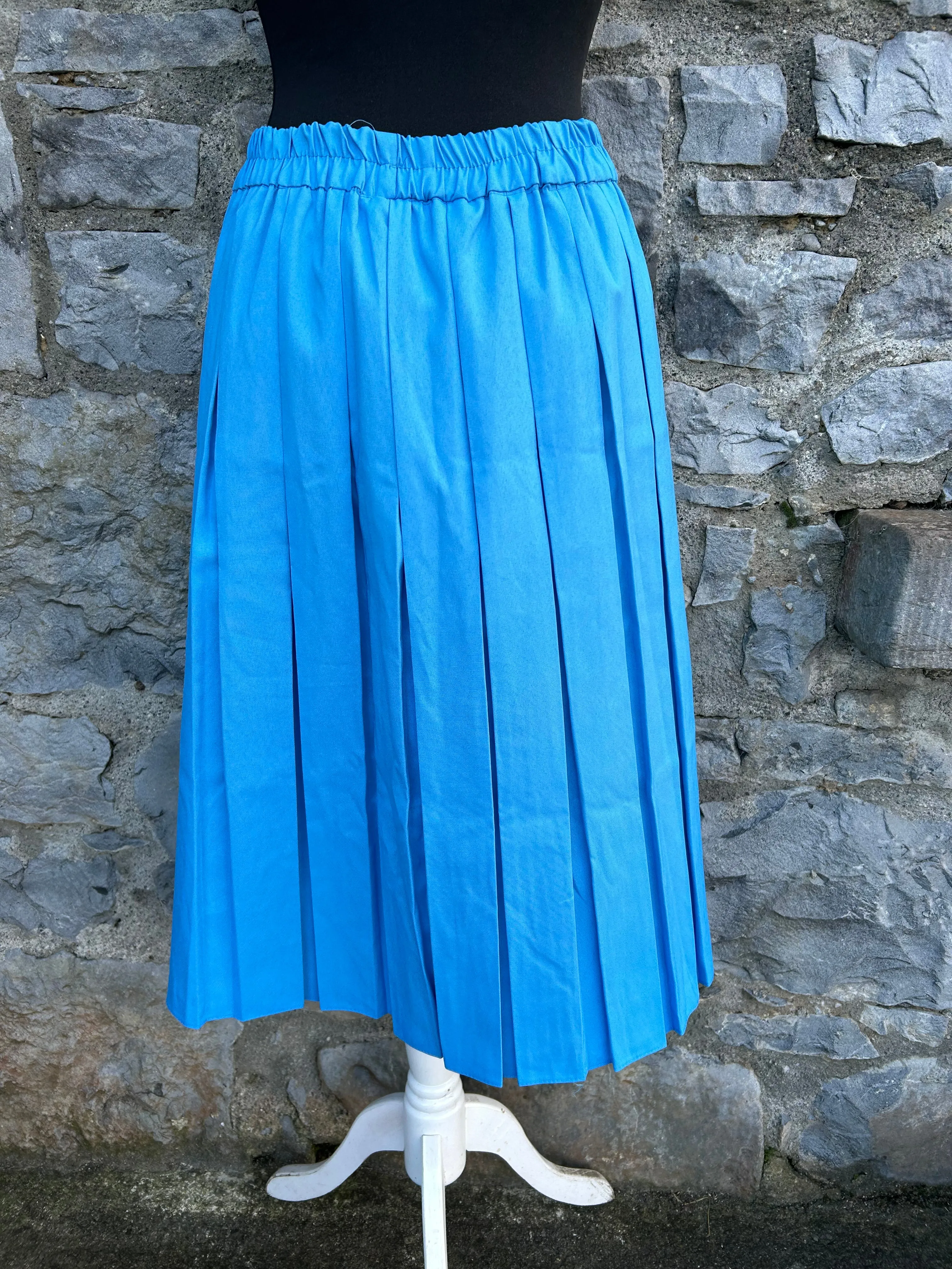 80s blue pleated skirt uk 12