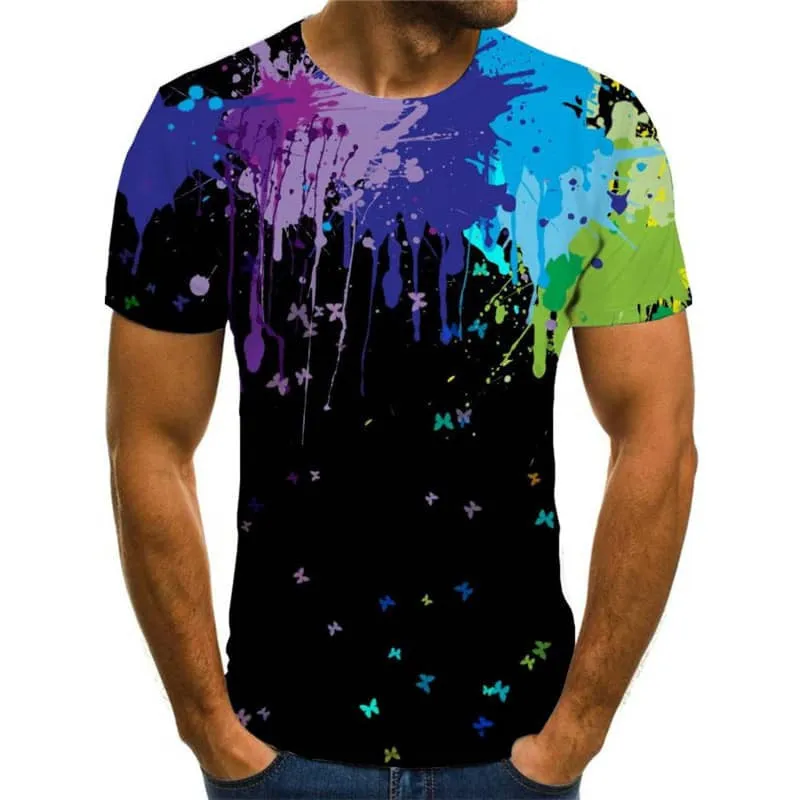 abstract t shirt  personality shirt tee  fun geometric colorful art art costume Casual men's