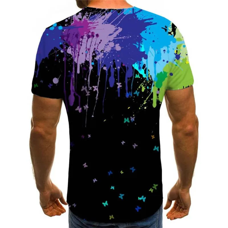 abstract t shirt  personality shirt tee  fun geometric colorful art art costume Casual men's