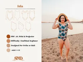 Adult Isla Swimsuit and Bodysuit Digital Sewing Pattern Sizes 0-32