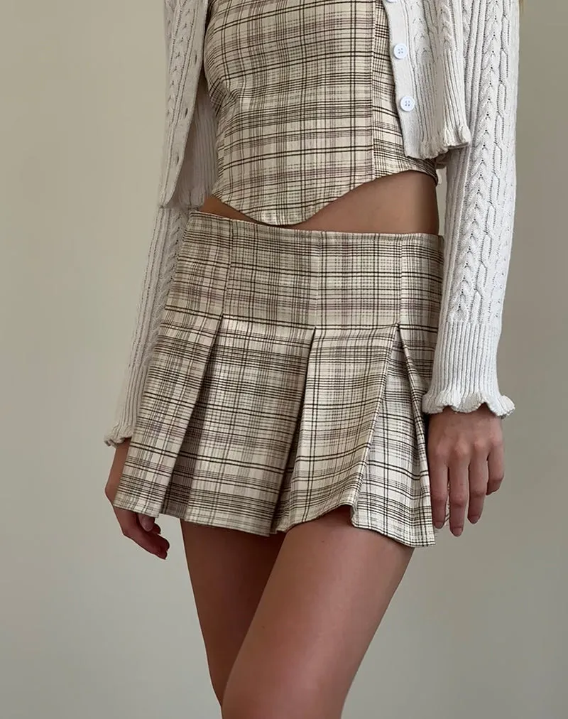 Alula Mini Skirt in Cream Pastel Check