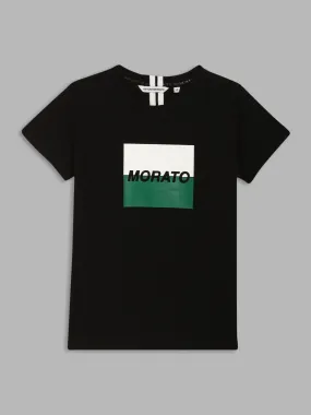 Antony Morato Kids Black & Red Logo Regular Fit T-Shirt