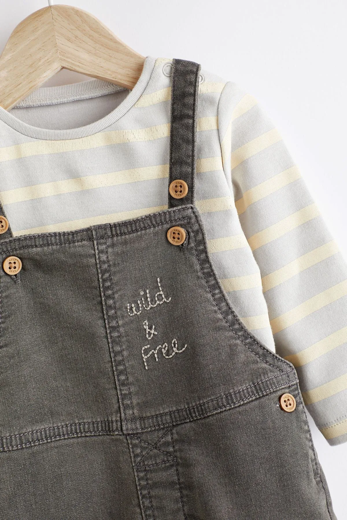 Baby Appliqué Denim Dungarees And Jersey Bodysuit Set