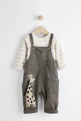 Baby Appliqué Denim Dungarees And Jersey Bodysuit Set