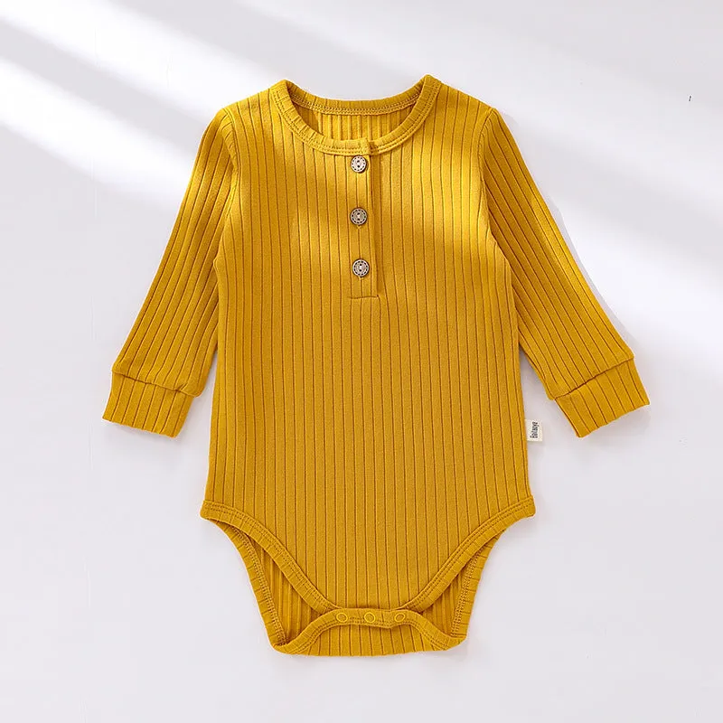 Baby Boy And Girl Solid Color Soft Cotton Long Sleeve Bodysuit by MyKids-USA™