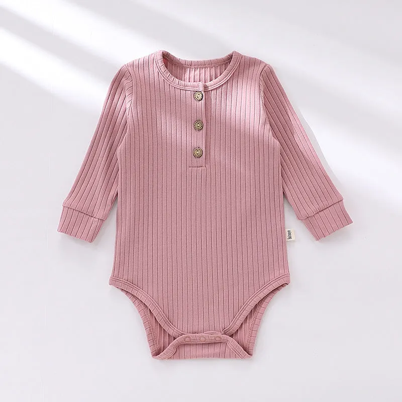 Baby Boy And Girl Solid Color Soft Cotton Long Sleeve Bodysuit by MyKids-USA™