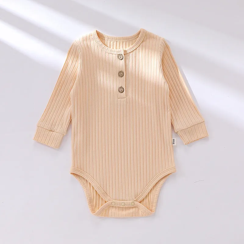 Baby Boy And Girl Solid Color Soft Cotton Long Sleeve Bodysuit by MyKids-USA™