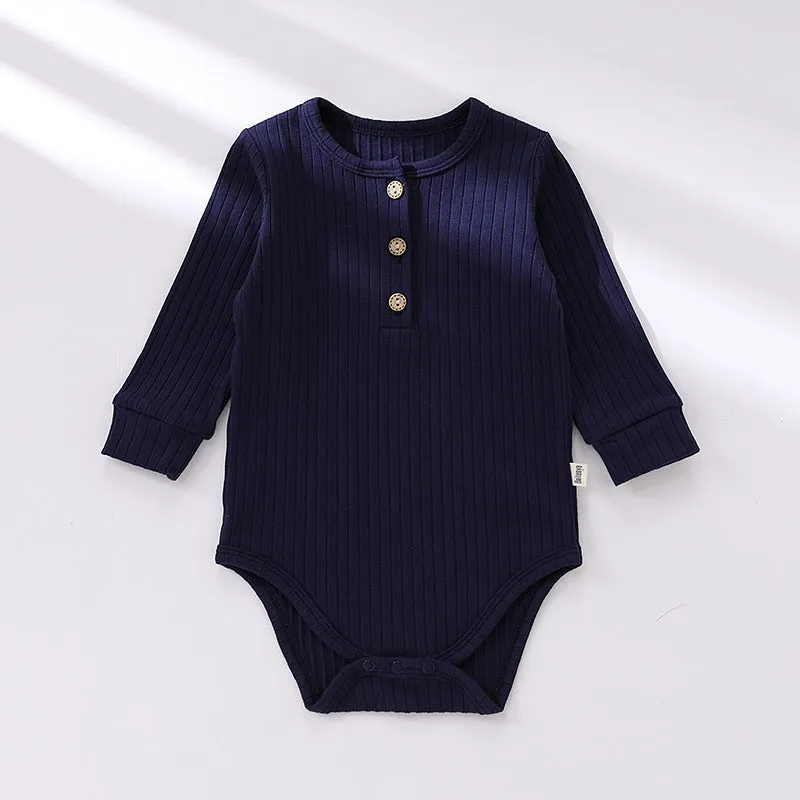 Baby Boy And Girl Solid Color Soft Cotton Long Sleeve Bodysuit by MyKids-USA™