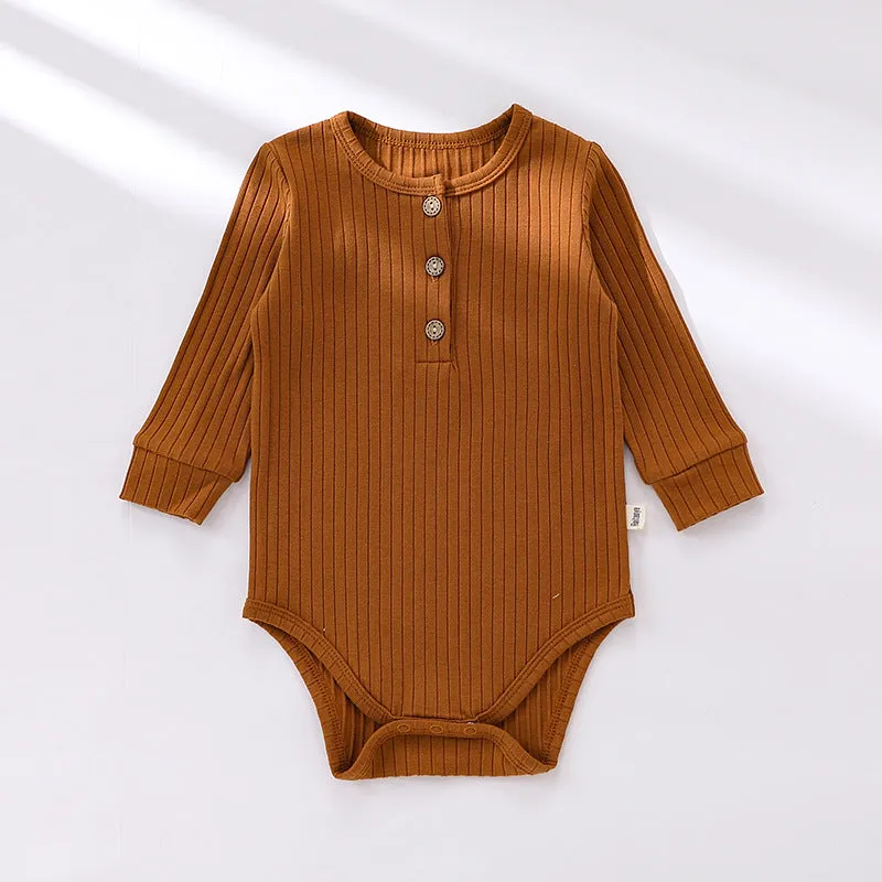 Baby Boy And Girl Solid Color Soft Cotton Long Sleeve Bodysuit by MyKids-USA™