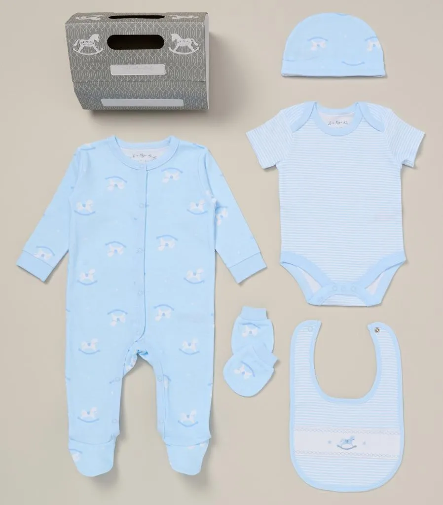 Baby Boy Blue 5 Piece Clothing Set 'Rocking Horse'