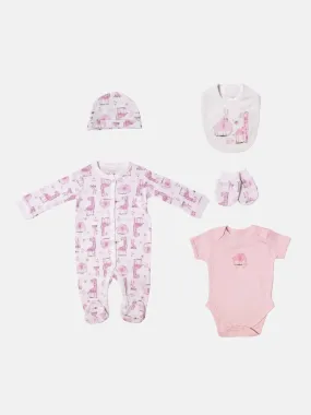 Baby Girl Woodland Wonders Watch Me Grow 5-piece Set - White & Pink