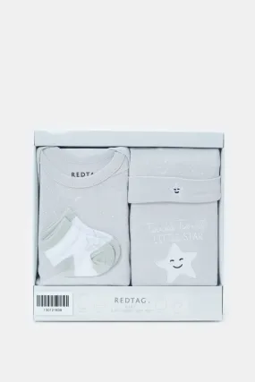 Baby Grey Printed Gift Set (4Piece)