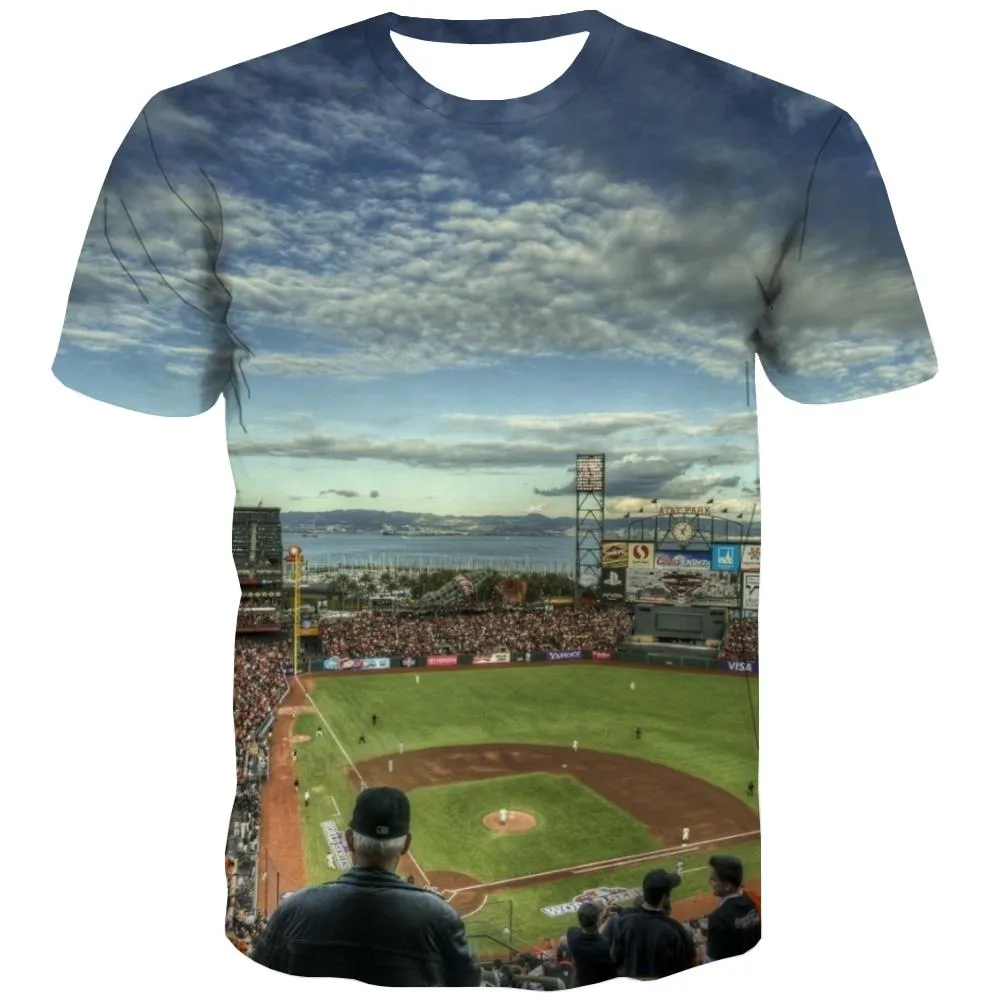 Baseball T-shirt Men Stadium Tshirts Casual Game Tshirt Anime White T-shirts 3d