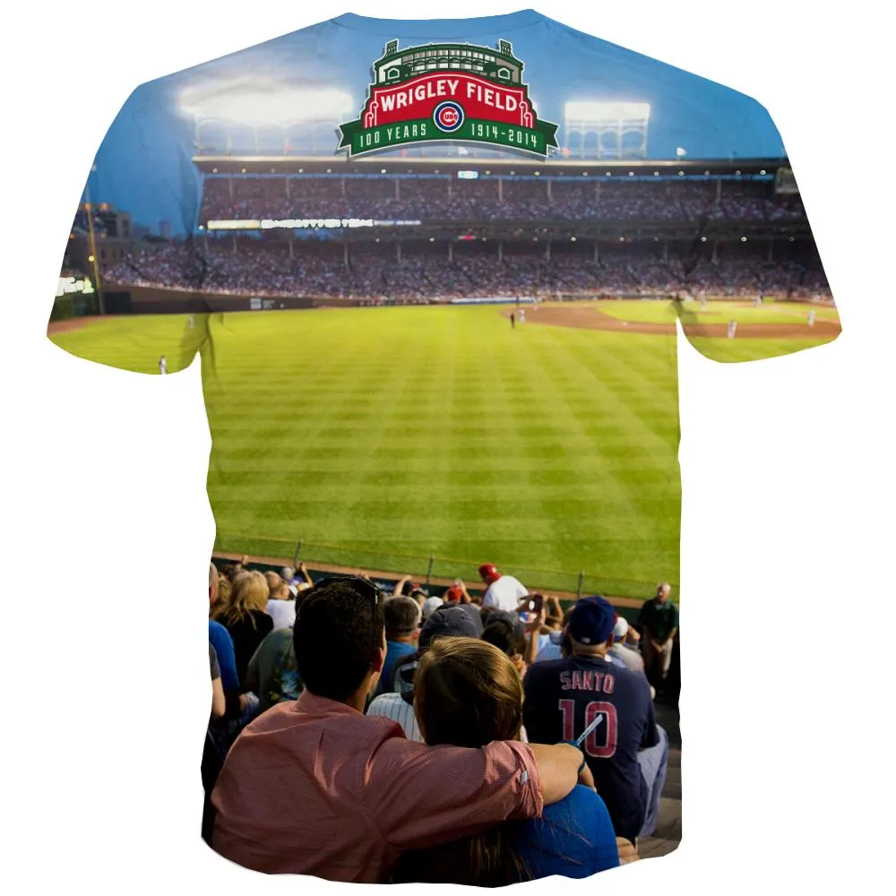 Baseball T-shirt Men Stadium Tshirts Casual Game Tshirts Novelty White Tshirt Printed