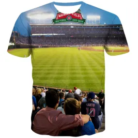 Baseball T-shirt Men Stadium Tshirts Casual Game Tshirts Novelty White Tshirt Printed