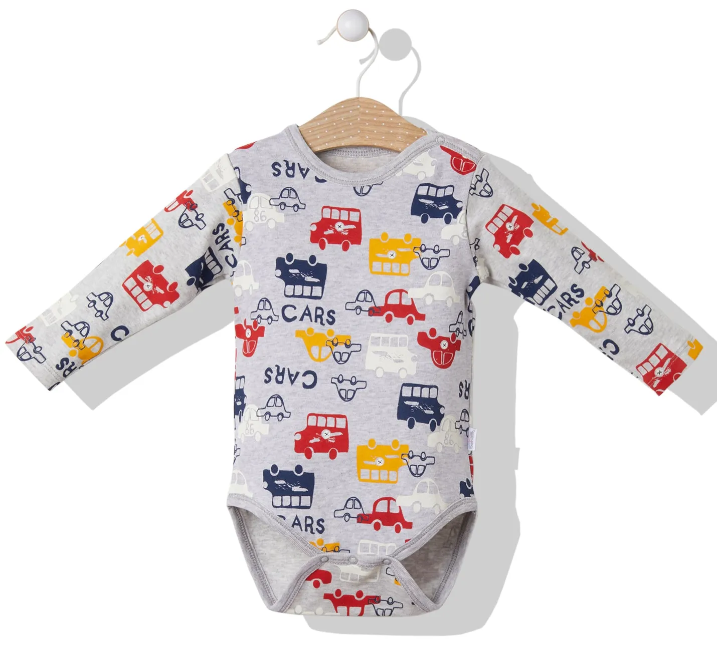 Bebetto Long Sleeve Bodysuit Cars Grey (3mths-3yrs)