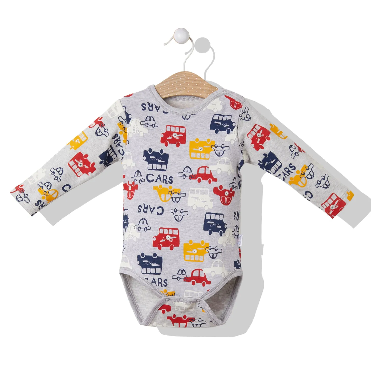 Bebetto Long Sleeve Bodysuit Cars Grey (3mths-3yrs)