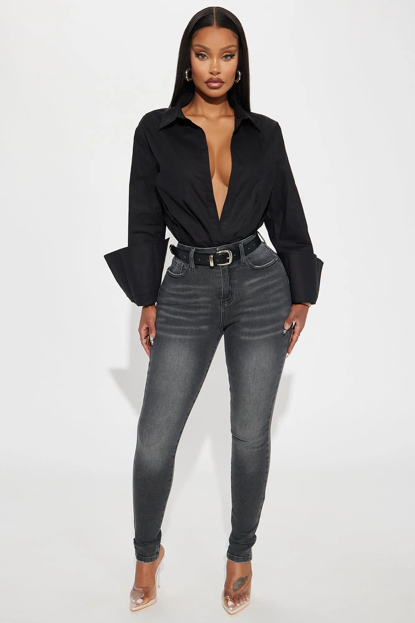 Big Boss Poplin Bodysuit - Black