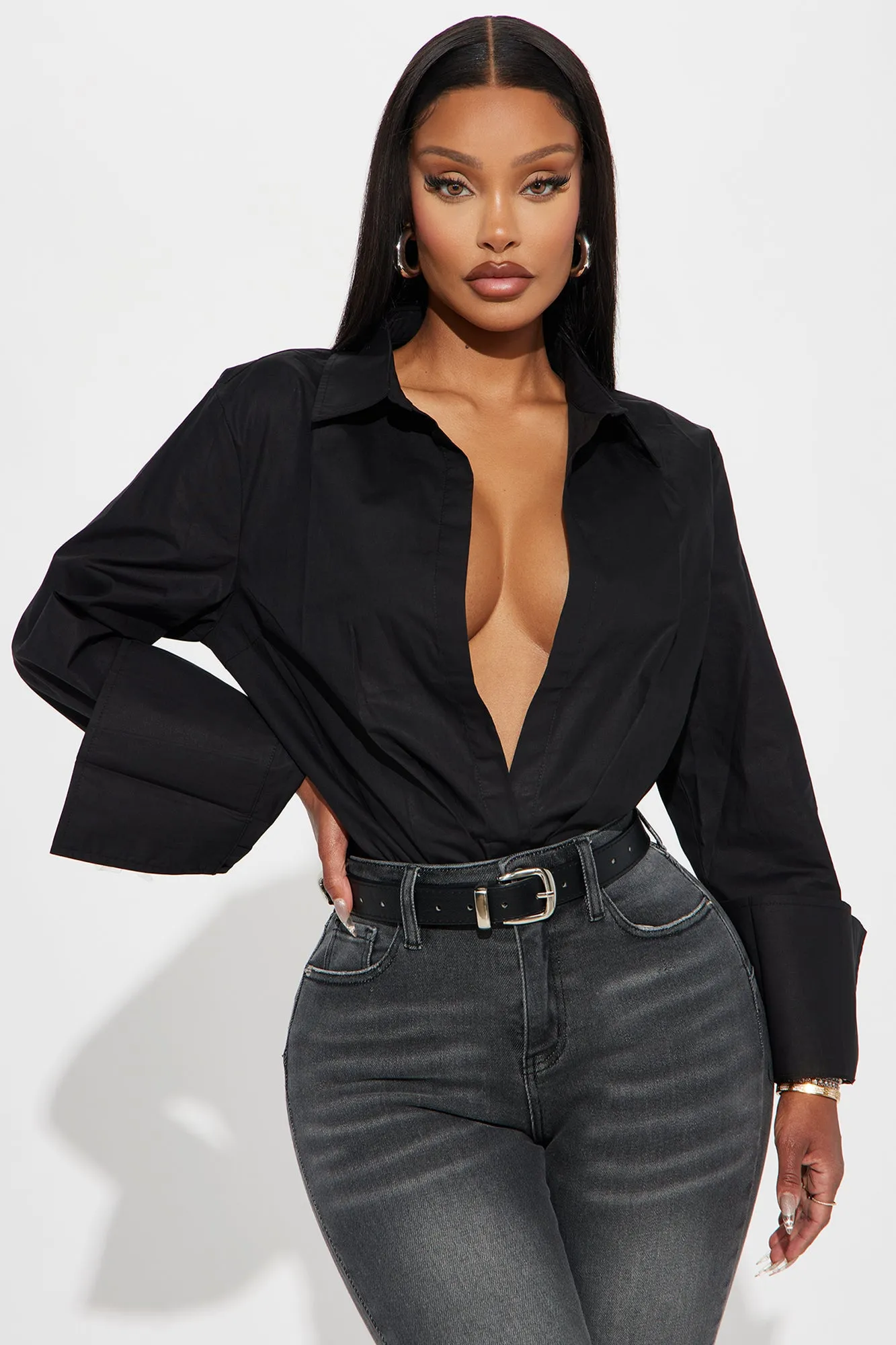 Big Boss Poplin Bodysuit - Black