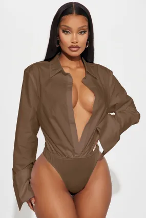 Big Boss Poplin Bodysuit - Chocolate