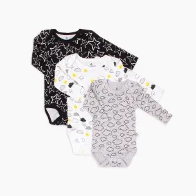 Black&White 3 Pack Long Sleeve Bodysuit