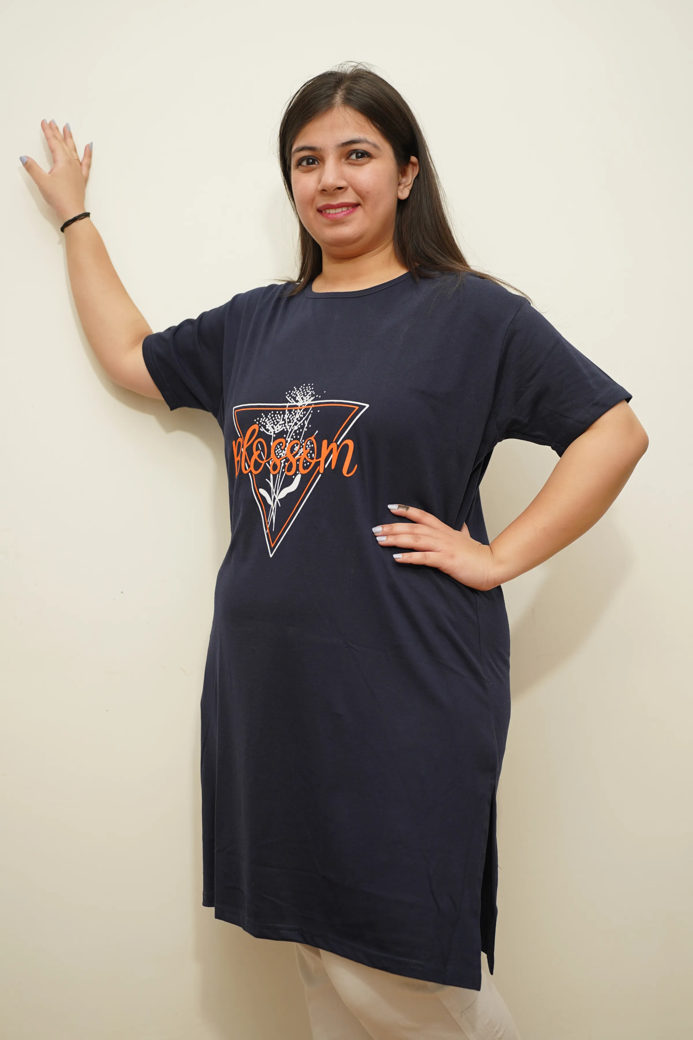 Blossom Blue Women Cotton T-Shirt