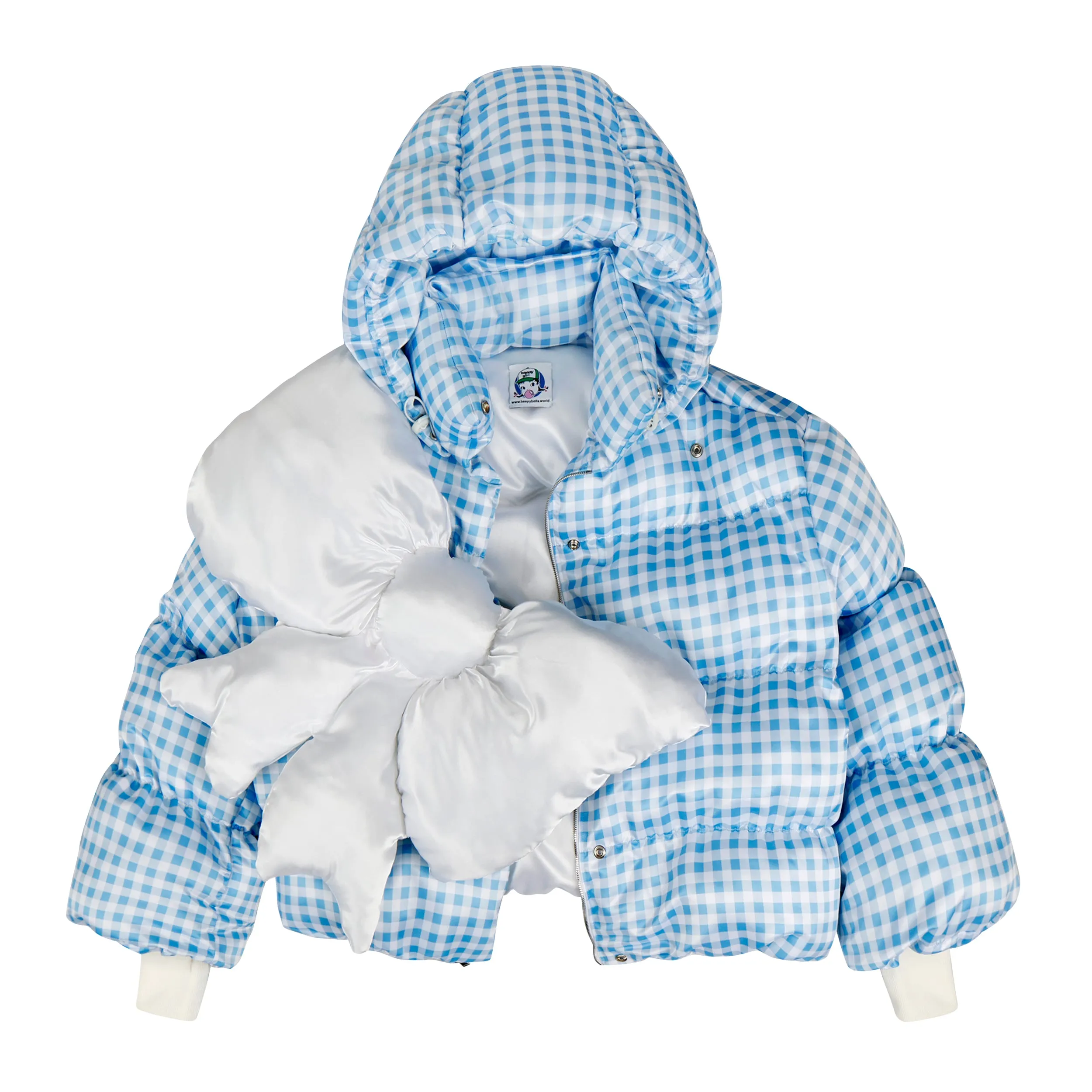 Bow Tie Puffer Coat (Gingham)