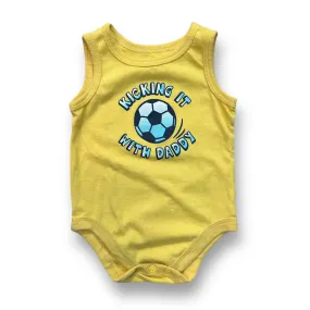 Boys Garanimals Size 6-9 Months Yellow Soccer Sleeveless Snap Bottom Bodysuit