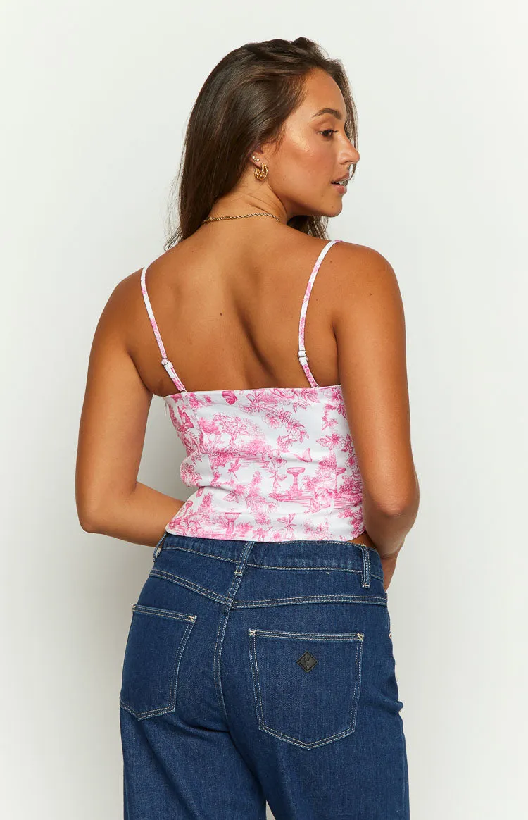 Brooklyn Pink Printed Strapless Top