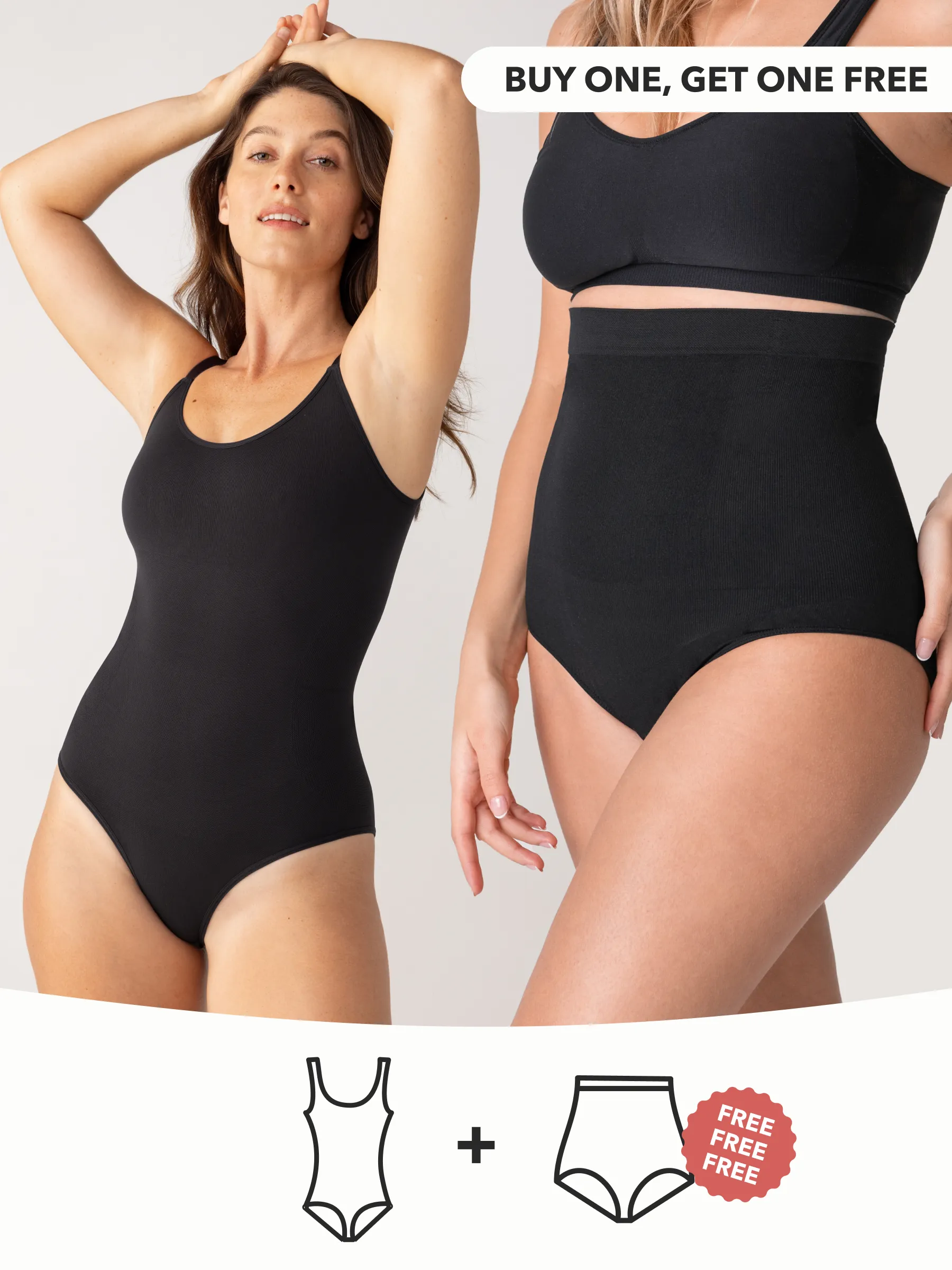 Buy 1, Get 1 FREE: 1 Scoop Neck Bodysuit   1 FREE High-Waisted Shaper Panty