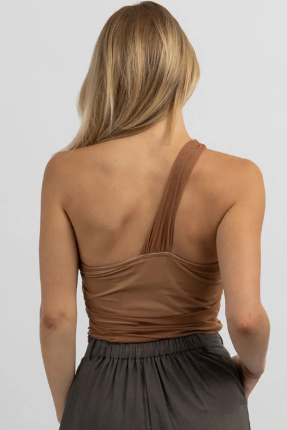 CARRIE BROWN ONE-SHOULDER BODYSUIT