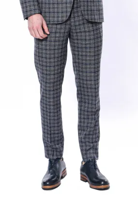 Checked Dark Grey-Navy Blue Men Pants - Wessi