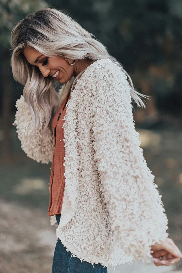 Chic Peek Popcorn Knit Light Weight Jacket In Ivory