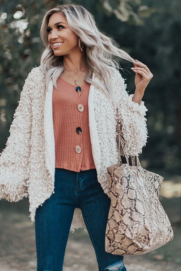 Chic Peek Popcorn Knit Light Weight Jacket In Ivory