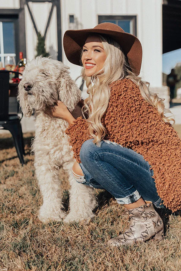 Chic Peek Popcorn Knit Light Weight Jacket In Rust