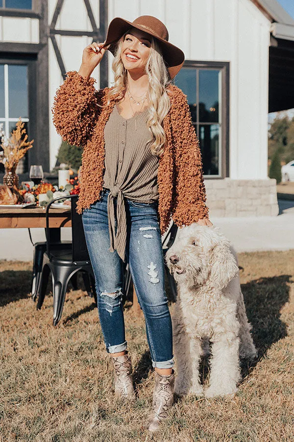 Chic Peek Popcorn Knit Light Weight Jacket In Rust