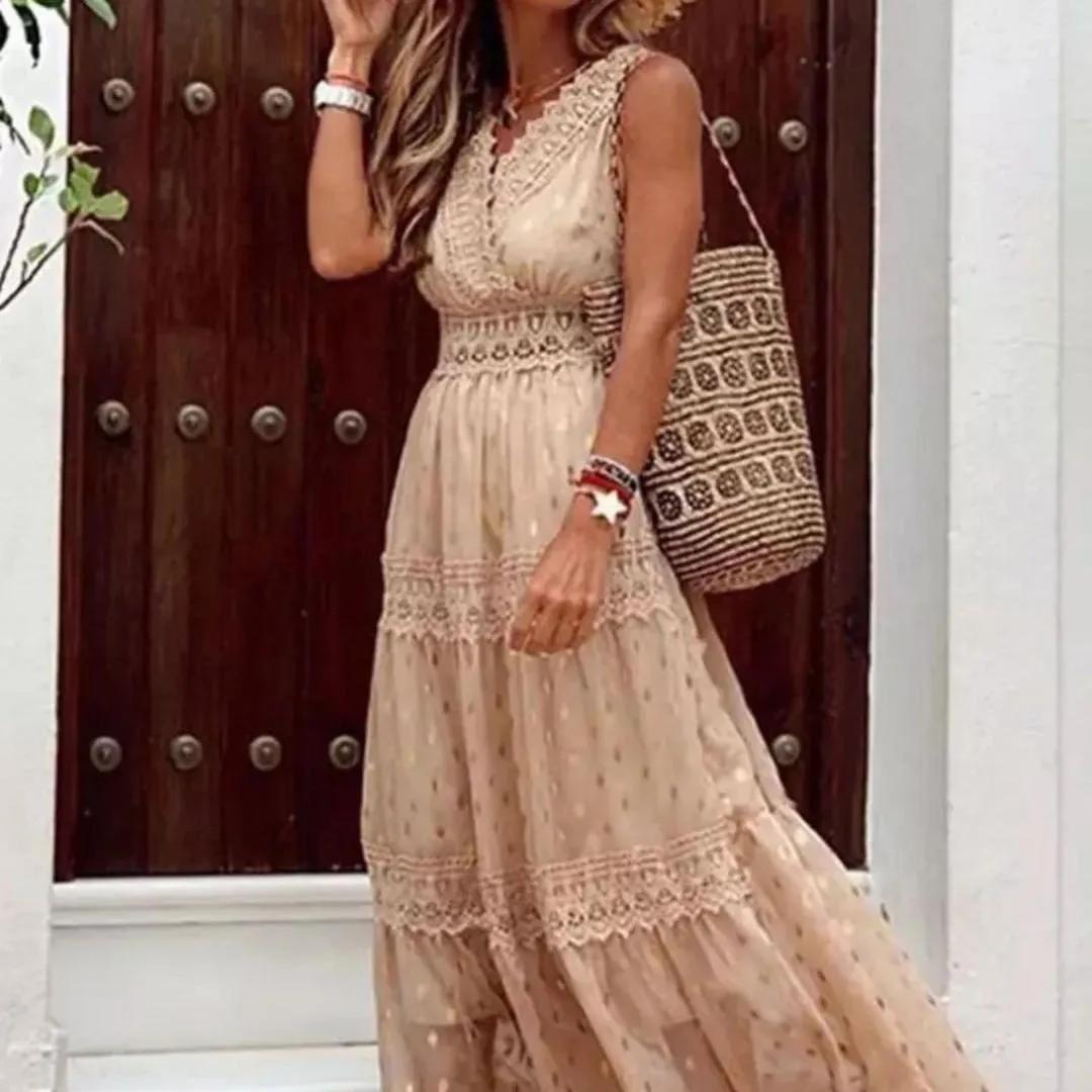 Chiffon Spliced Midi summer Dress