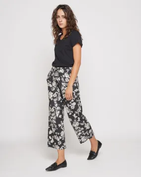 Contrast Floral Drawstring Culottes