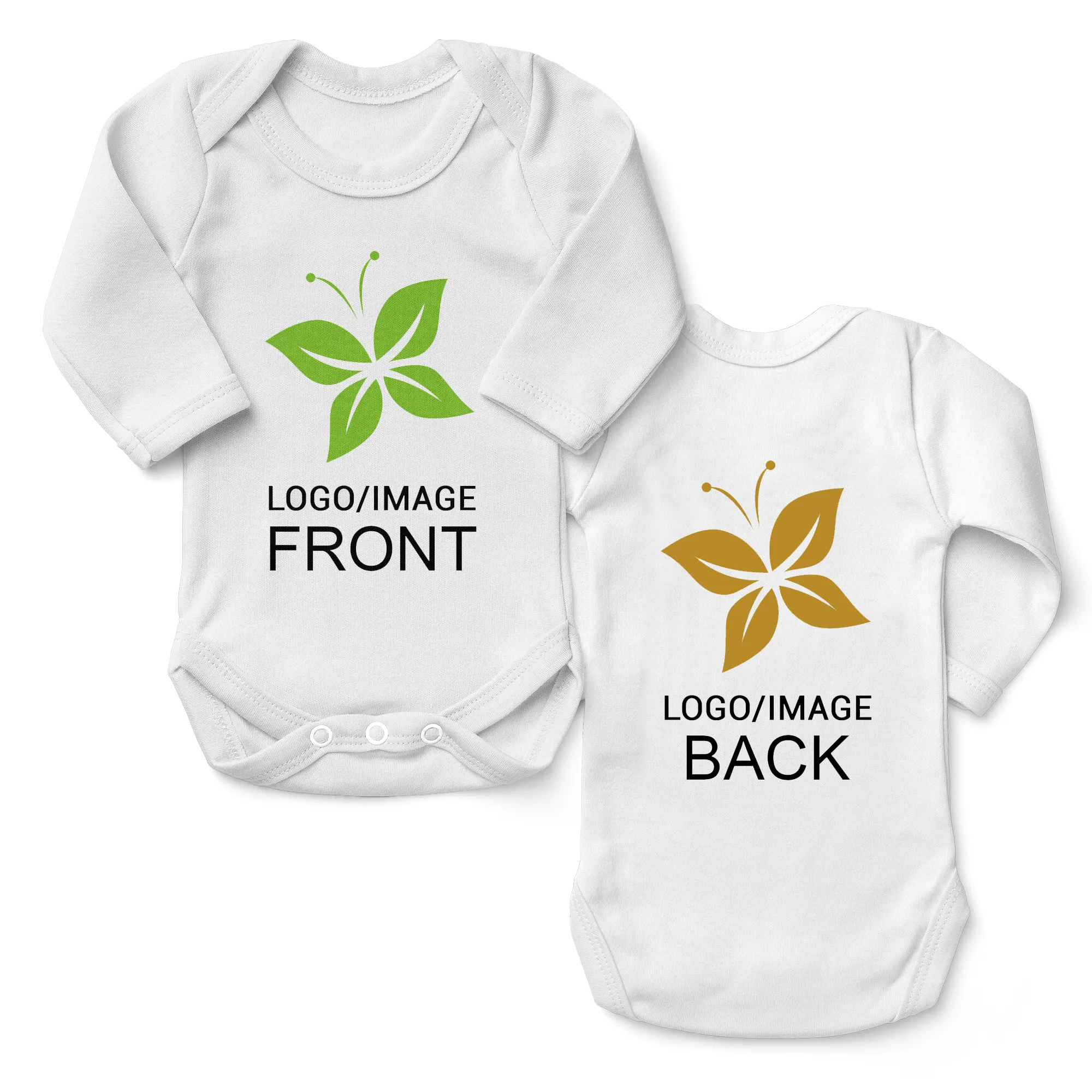 [Custom IMAGE] Endanzoo Organic Long Sleeves Baby Bodysuit I Front & Back