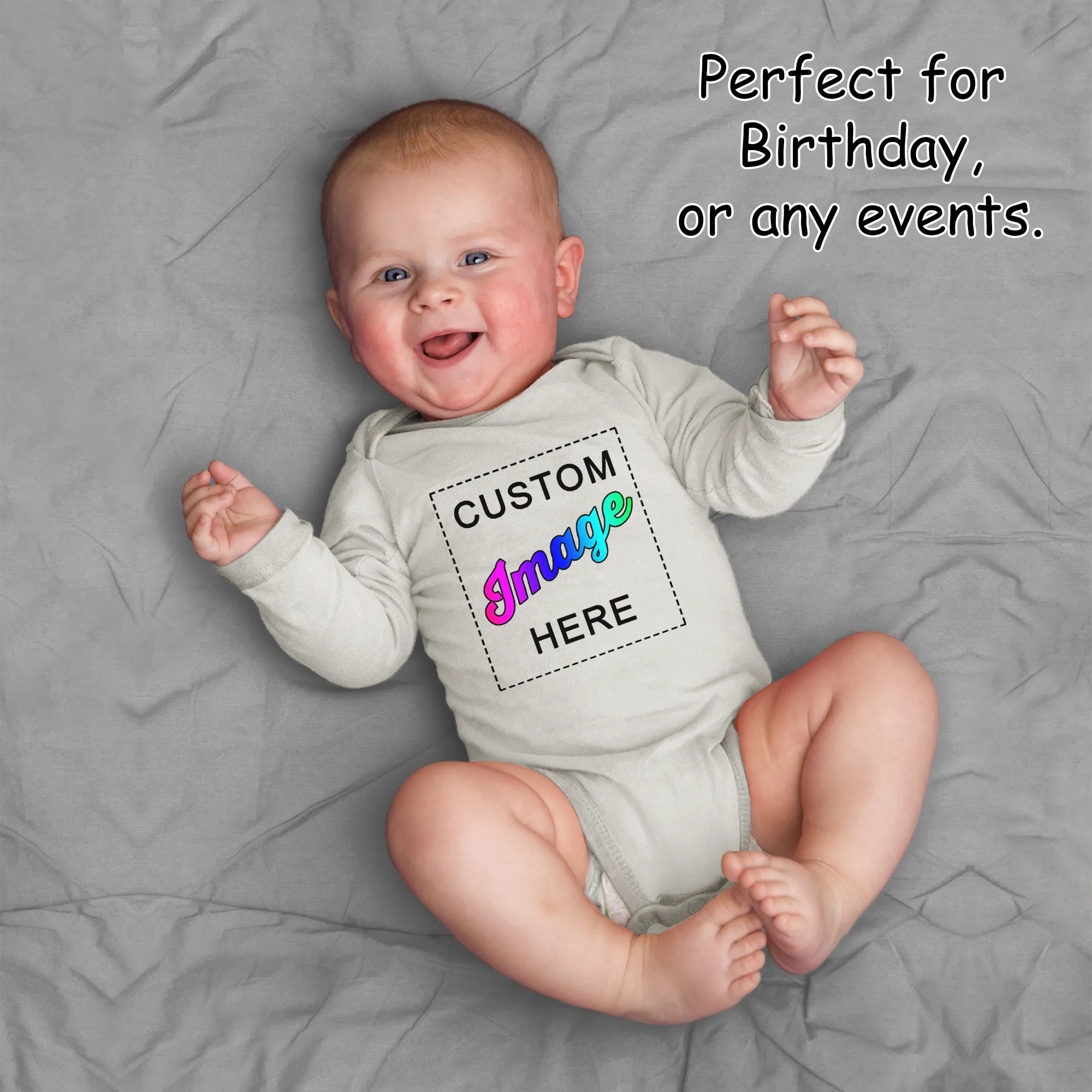 [Custom IMAGE] Endanzoo Organic Long Sleeves Baby Bodysuit I Front & Back