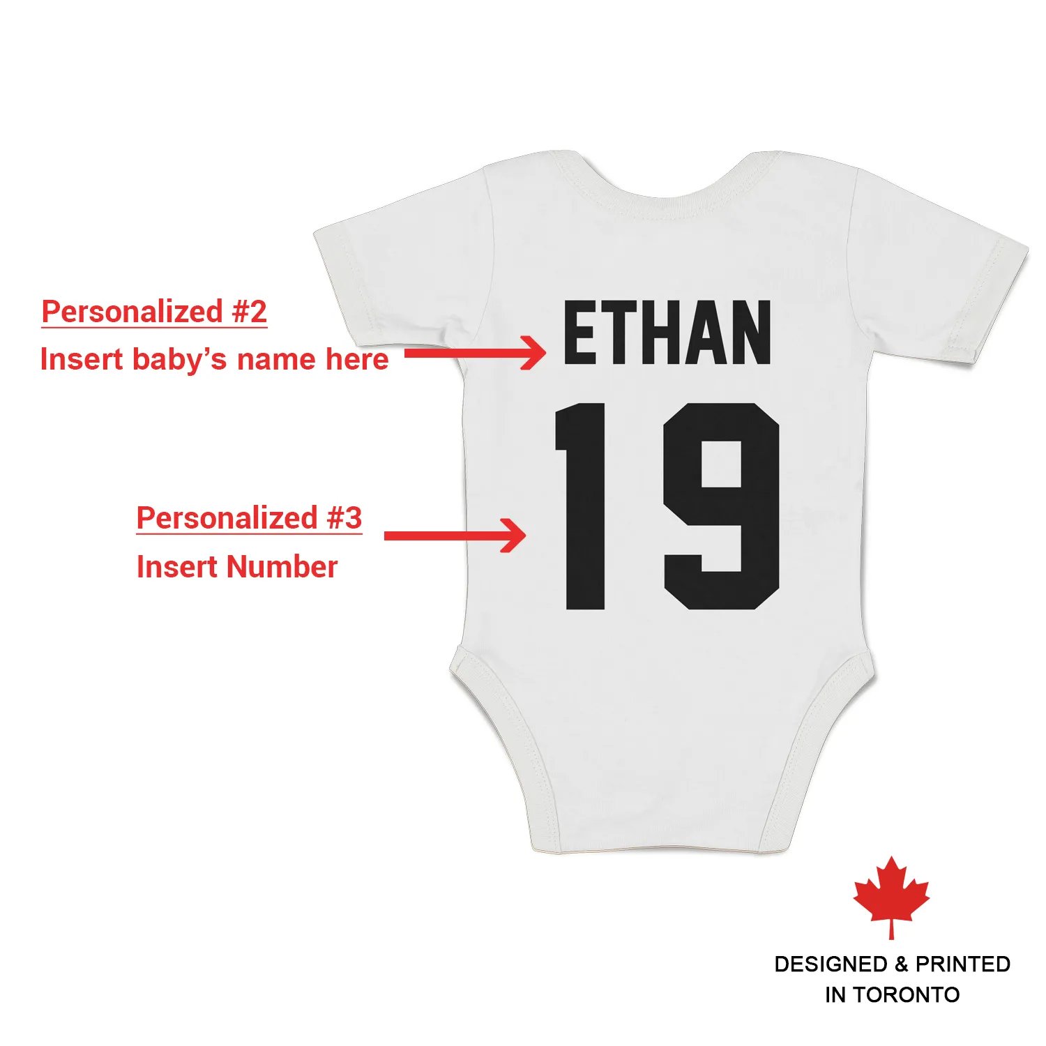 [Custom IMAGE] Endanzoo Organic Short Sleeves Baby Bodysuit I Sports Team I Front & Back