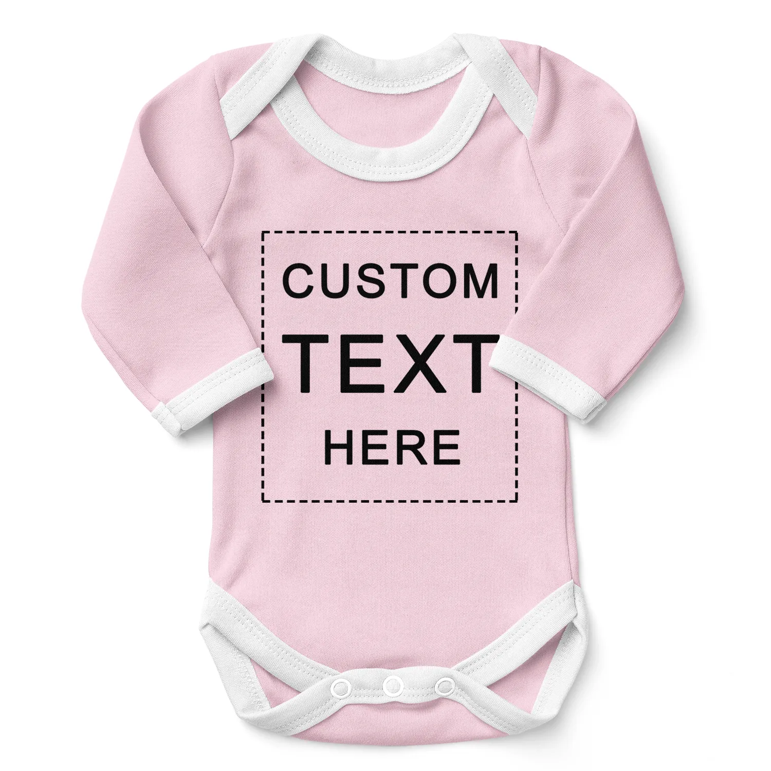 Custom Text Organic Baby Bodysuit (Pink/ Long Sleeve)