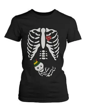 Cute Christmas Maternity Wear Cotton T-shirt - Elf Baby X-ray Graphic Tee