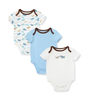 Cute Puppies 3-pack Bodysuit Blue Multi