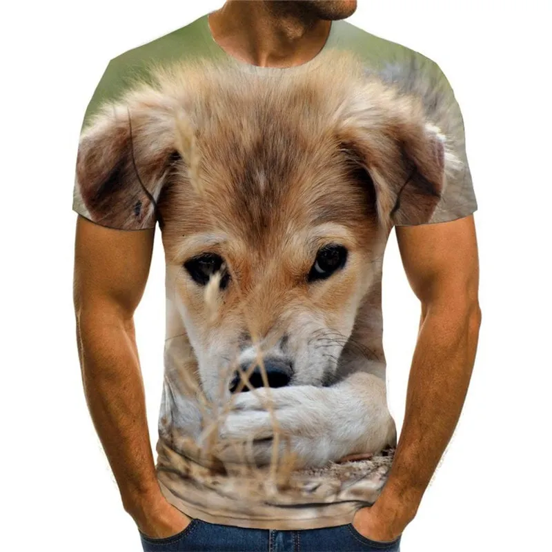 dog tshirts Print clothes Puppy Cute animal men's big Smart dogs Cool art costume