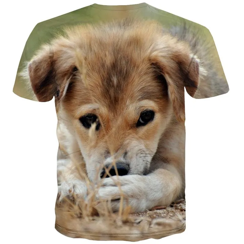 dog tshirts Print clothes Puppy Cute animal men's big Smart dogs Cool art costume